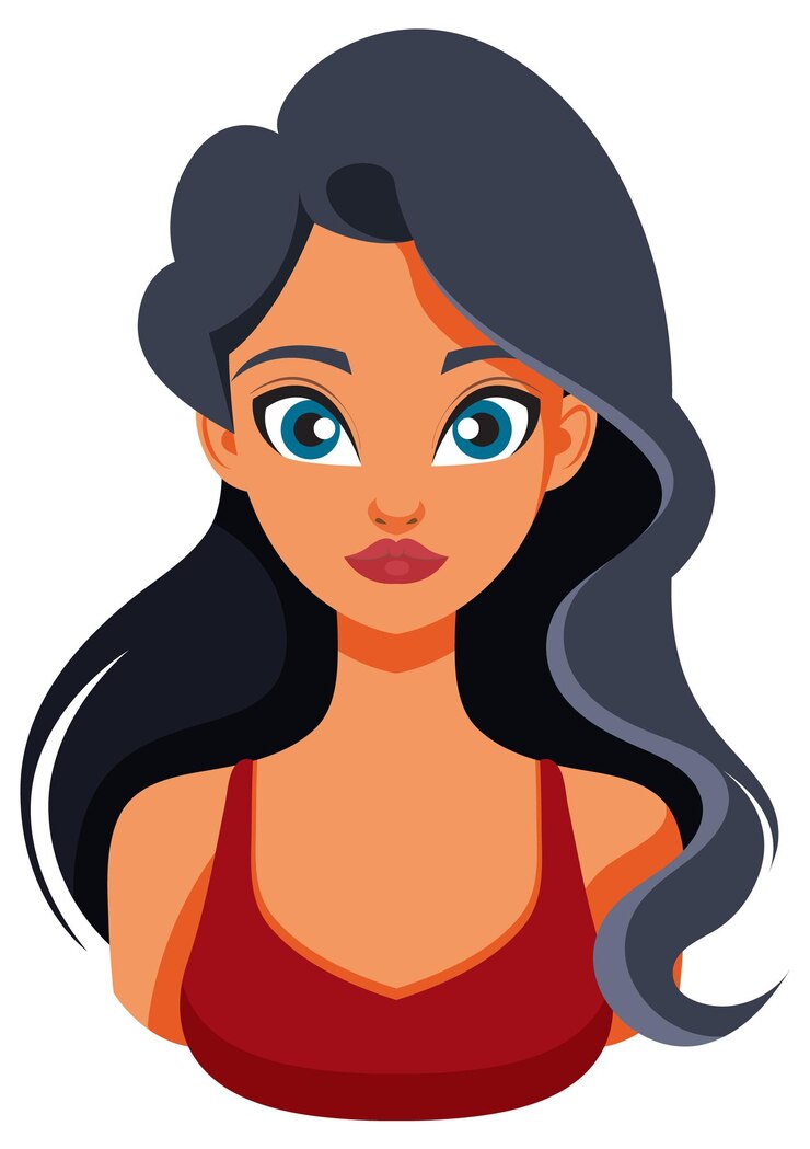 Vetor grátis mulher de cabelo longo e escuro