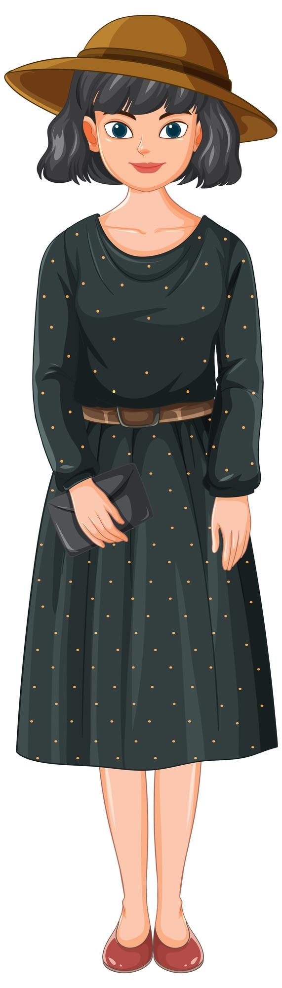 Vetor grátis mulher elegante com vestido de polka dot