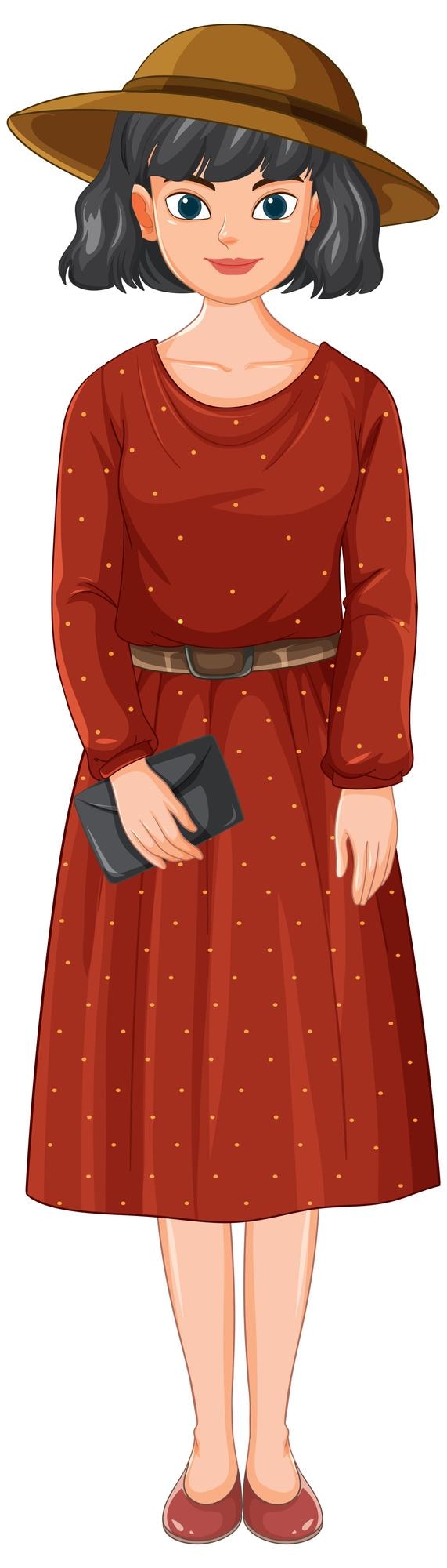 Vetor grátis mulher elegante de vestido vermelho