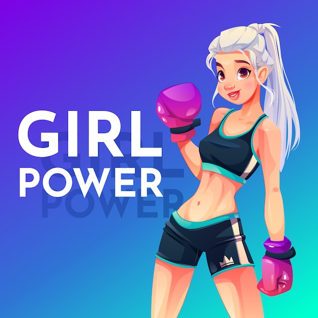 Mulher em luvas de boxe e sportswear