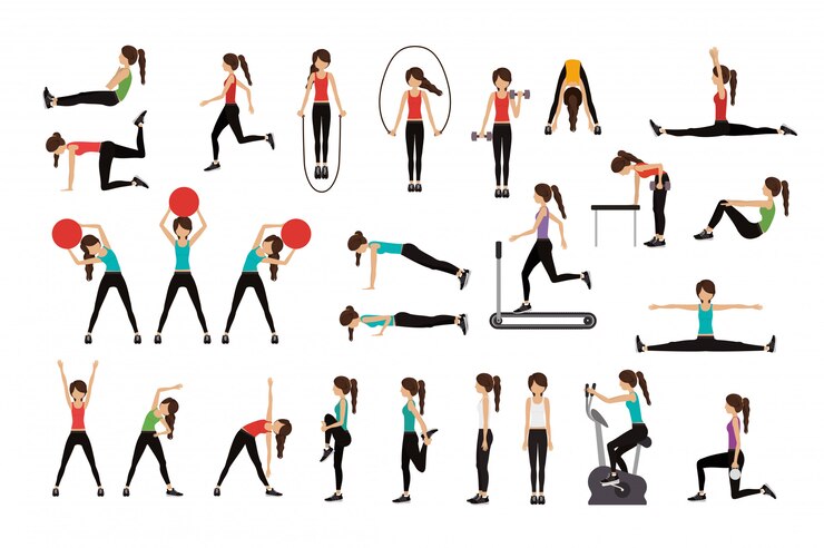 Vetor grátis mulher, fazendo, excercise, vetorial, ilustração