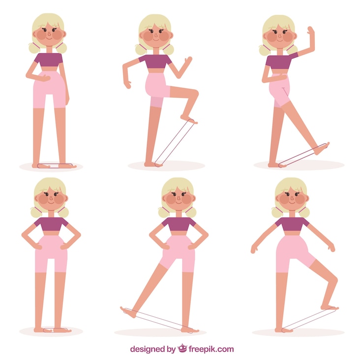 Vetor grátis mulher fazendo exercícios físicos com design plano