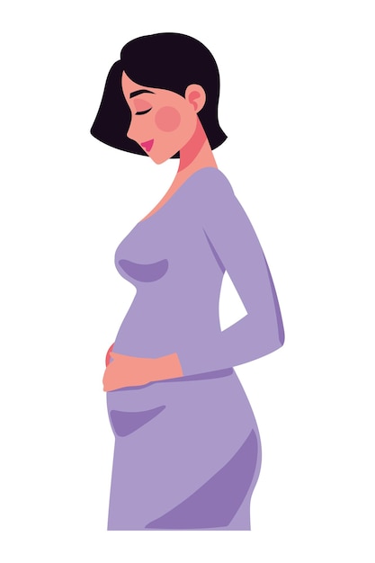 Vetor grátis mulher grávida de meses esperando ilustração isolada