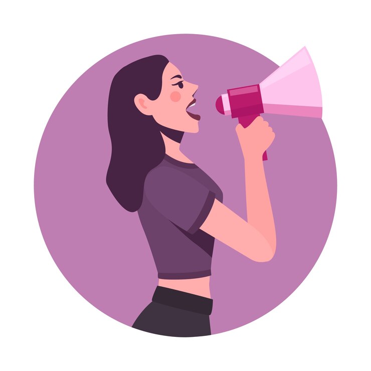 Vetor grátis mulher ilustrada com megafone gritando