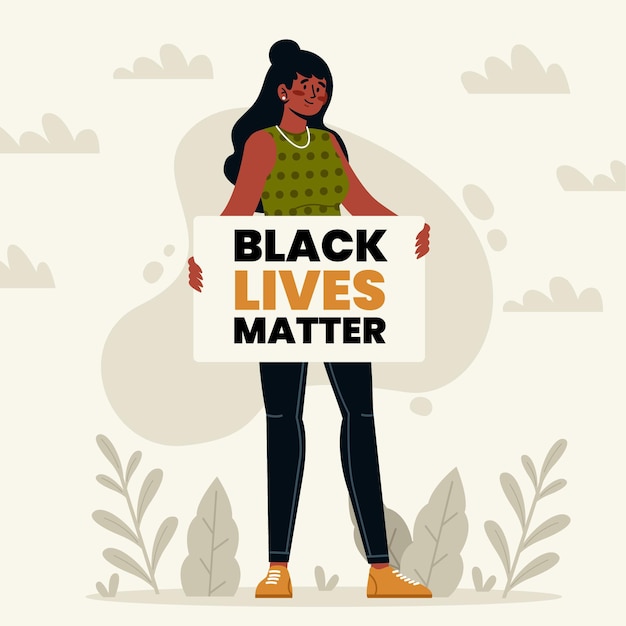 Vetor grátis mulher negra segurando vidas negras importa cartaz