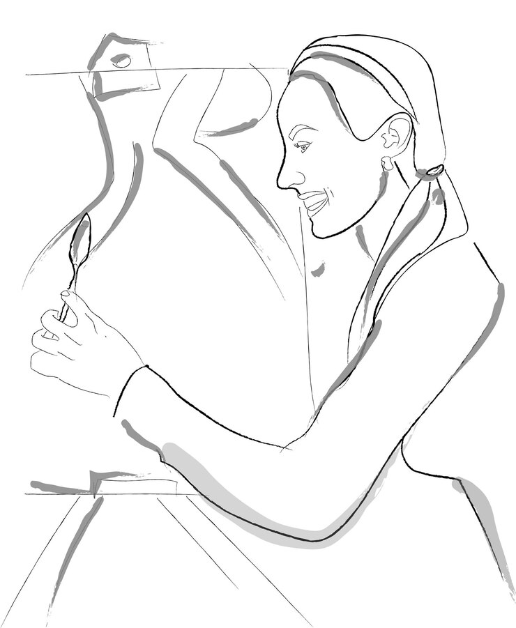 Vetor grátis mulher pintando sua arte artes de linha vetorial
