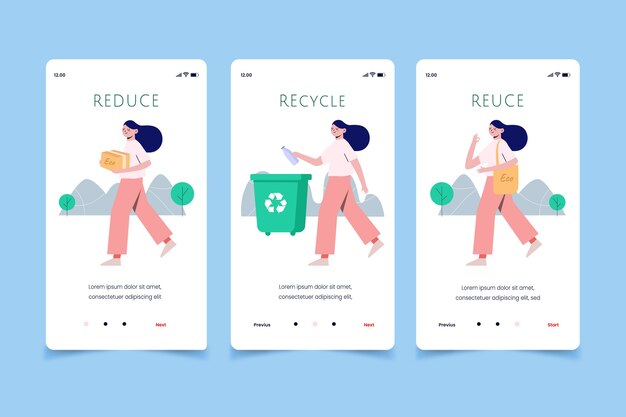 Mulher reciclando telas de aplicativos móveis