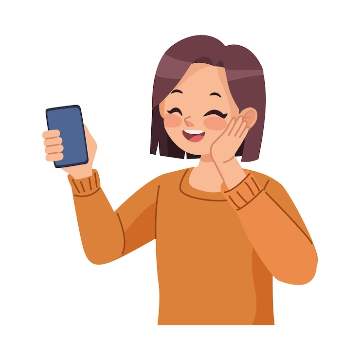 Vetor grátis mulher usando smartphone design isolado