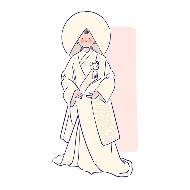 Vetor grátis mulher vestindo shiromuk japonês