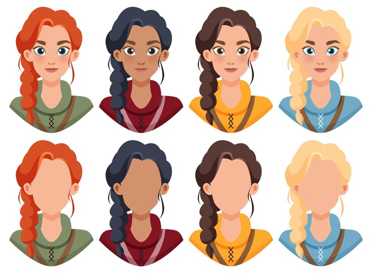 Vetor grátis mulheres diversas com penteados trançados