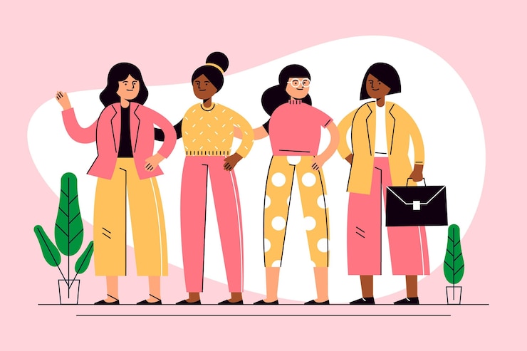 Vetor grátis mulheres empreendedoras confiantes desenhadas à mão livre