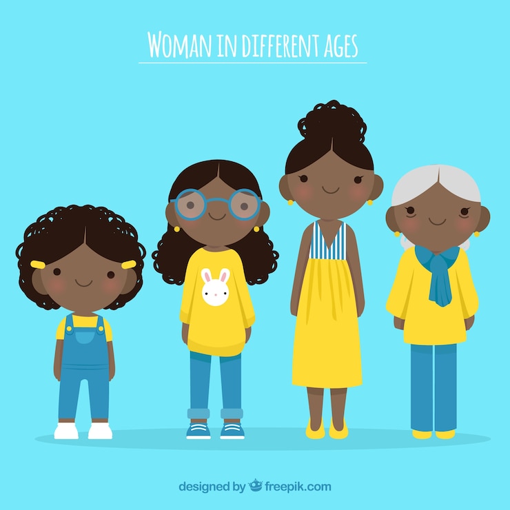 Vetor grátis mulheres negras em diferentes idades