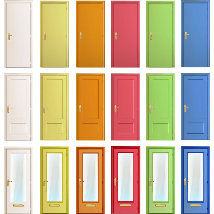 Vetor grátis multicolor porta coleção