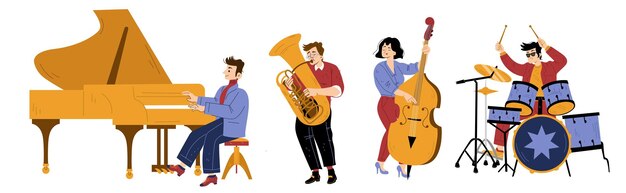 Músicos de banda de jazz de concerto de música