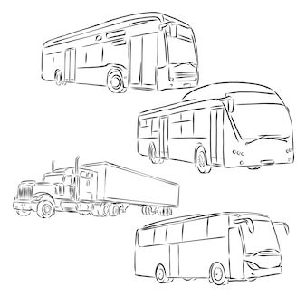 Na imagem é apresentada a silhueta abstrata do ônibus, ônibus, desenho vetorial
