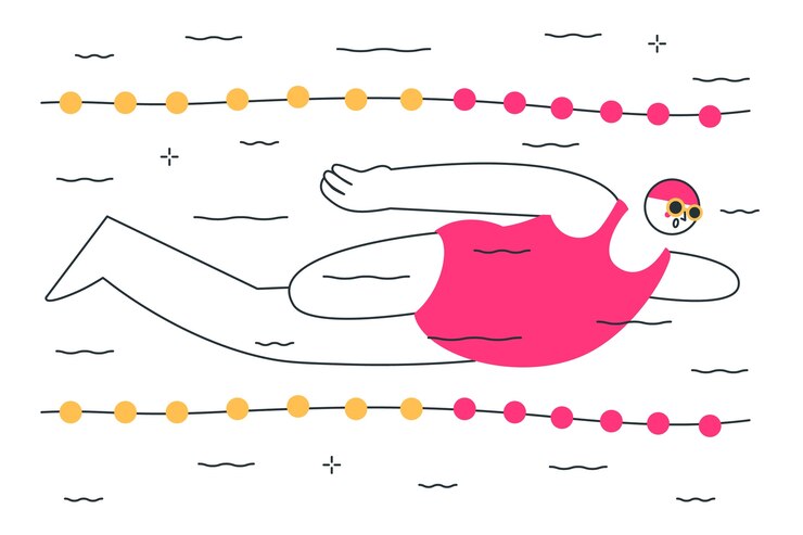 Vetor grátis nadador na piscina fazendo ilustração de conceito de estilo livre