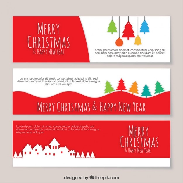 Vetor grátis natal colored modelo banners