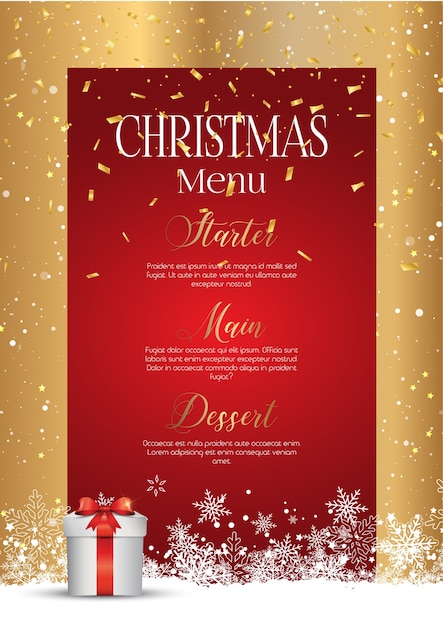 Natal com design de menu elegante