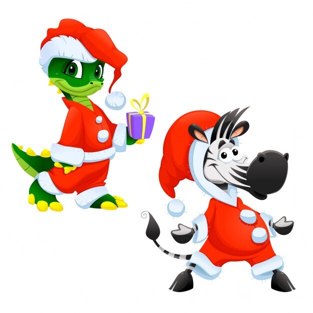 Vetor grátis natal engraçado personagens de desenhos animados vector elementos isolado