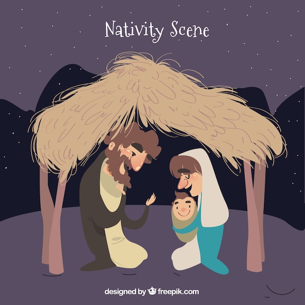 Vetor grátis nativity scene background