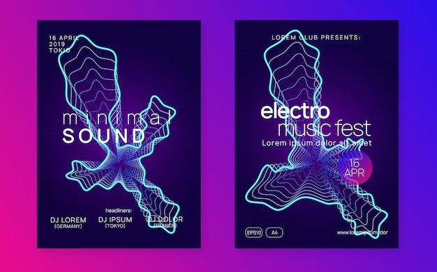 Vetor grátis neon club flyer electro dance music trance party dj electroni