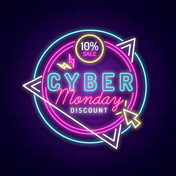 Vetor grátis neon cyber segunda-feira