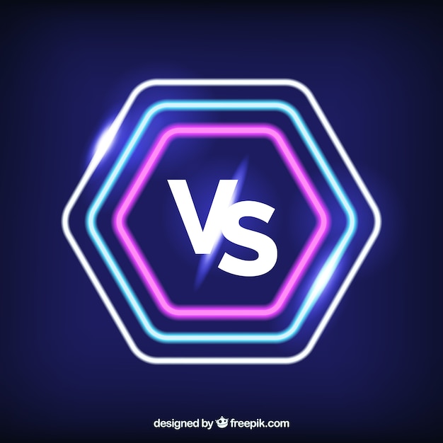 Neon versus fundo com formas modernas