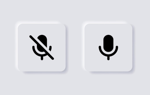 Neumorfismo, microfone, microfone, ícone, ícone, silenciamento de voz, para ui ux app web em botões neumorosos brancos