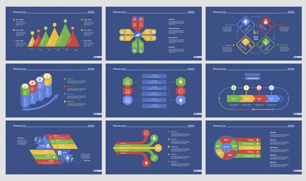 Nine training slide templates set