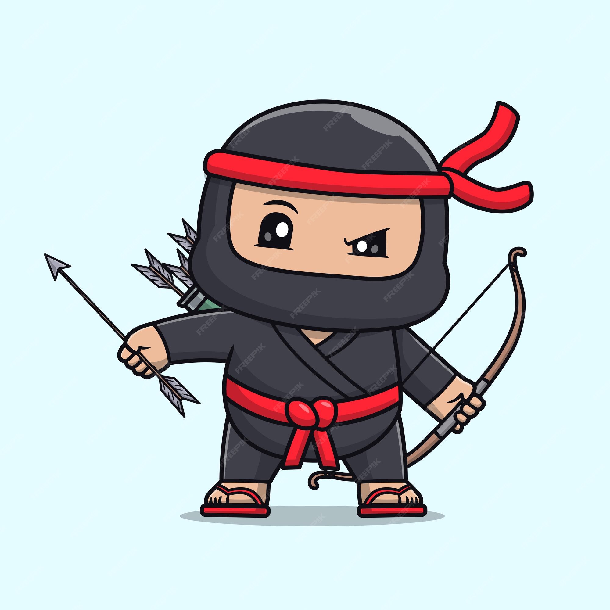 Ilustração de desenho animado de estilo fofo ninja