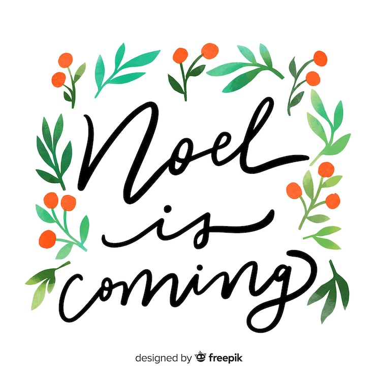 Vetor grátis noel está chegando letras de natal