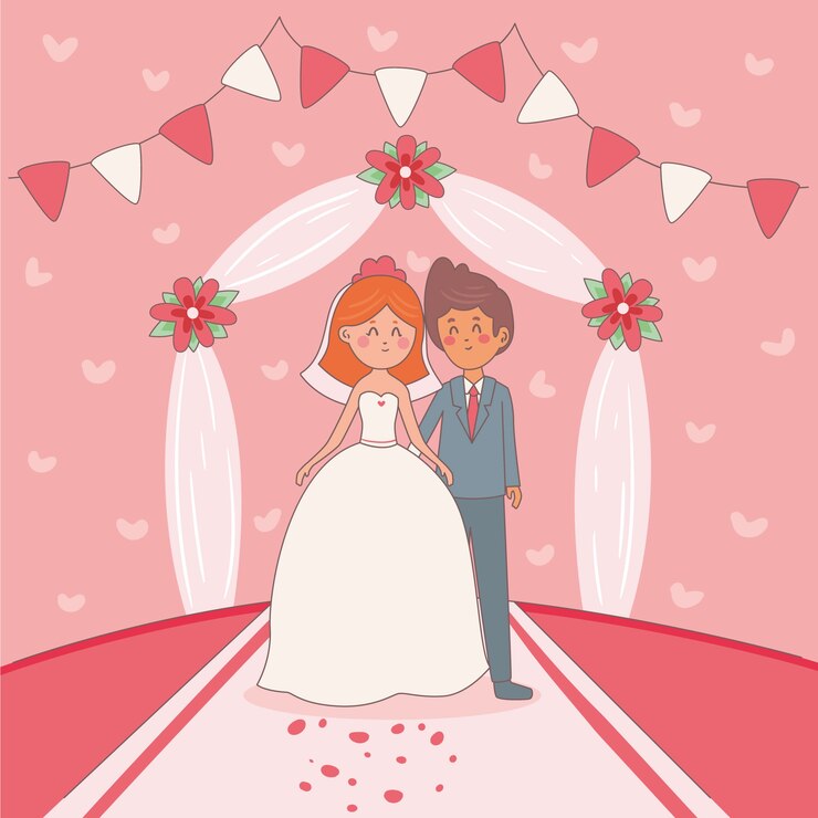 Vetor grátis noiva e noivo se casar
