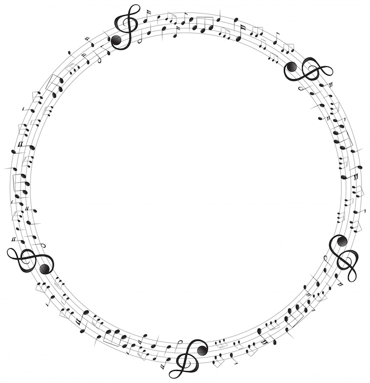 Vetor grátis notas de música no quadro de escalas redondas