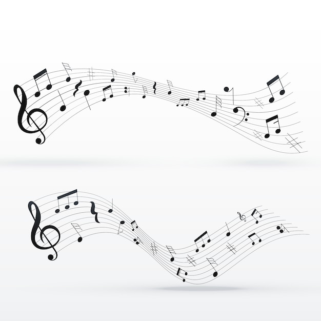 notas musicais wave background design