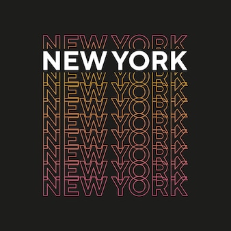 Nova york gradiente simples efeito de texto design de camiseta de tipografia profissional para impressão