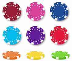 Vetor grátis nove chips de poker coloridos