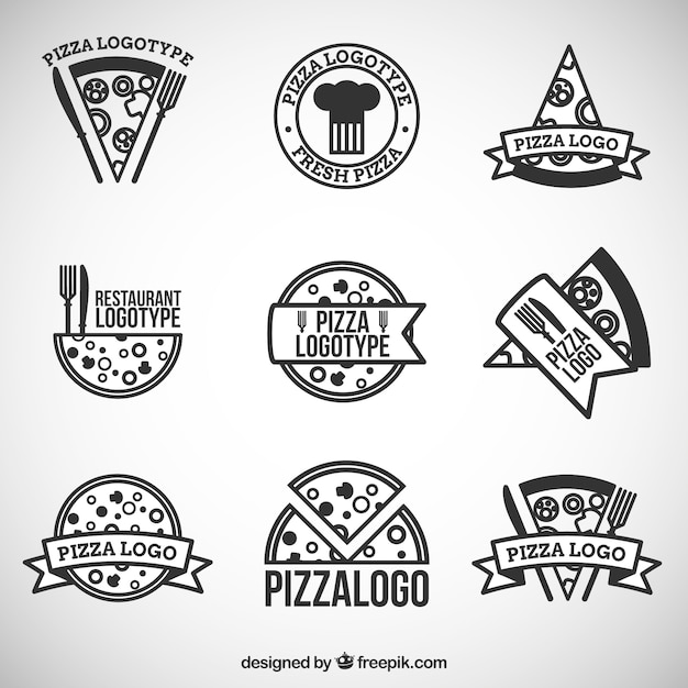 Vetor grátis nove logotipos para a pizza