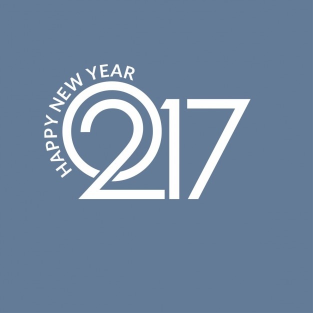Vetor grátis novo ano de 2017 tipografia fundo azul feliz
