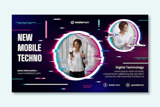 Novo banner horizontal de tecnologia móvel