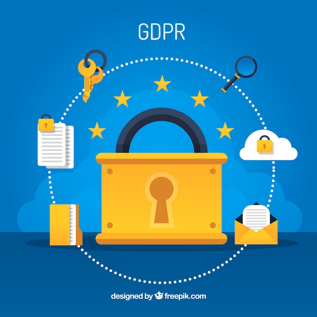 Vetor grátis novo conceito de gdpr com design plano