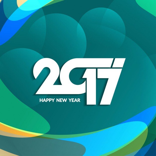 Novo design do texto ano de 2017 no fundo colorido