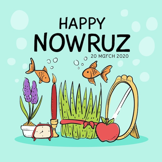 Nowruz feliz com peixe