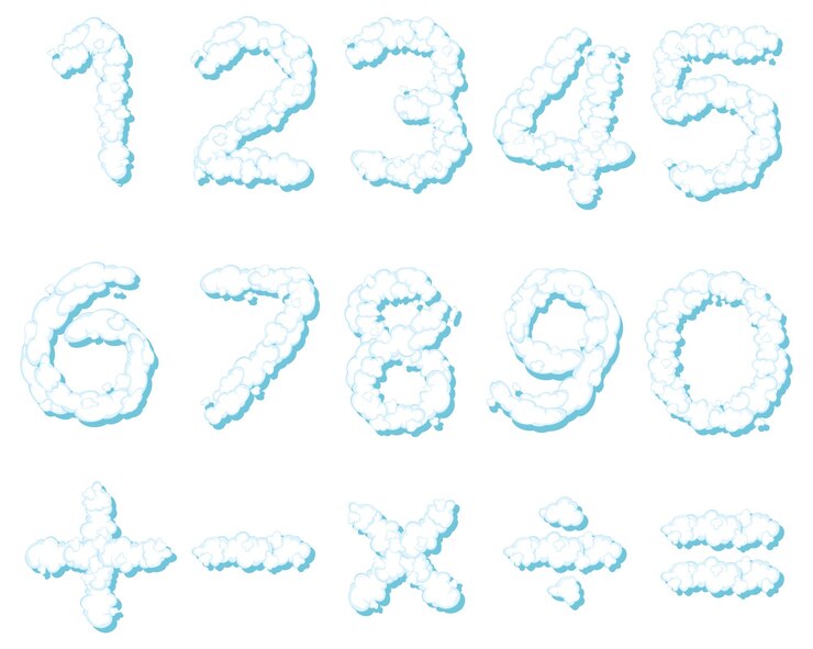 Vetor grátis número 0 a 9 com símbolos matemáticos