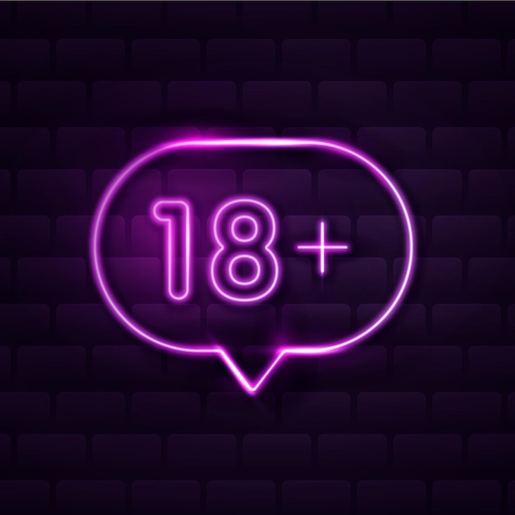 Vetor grátis número 18+ em estilo neon roxo