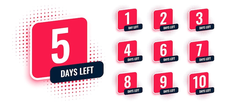 Vetor grátis número de dias restantes nos banners de contagem regressiva
