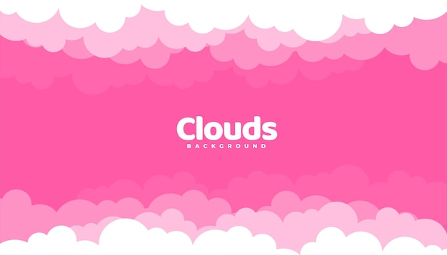 Nuvens de desenho animado no fundo rosa