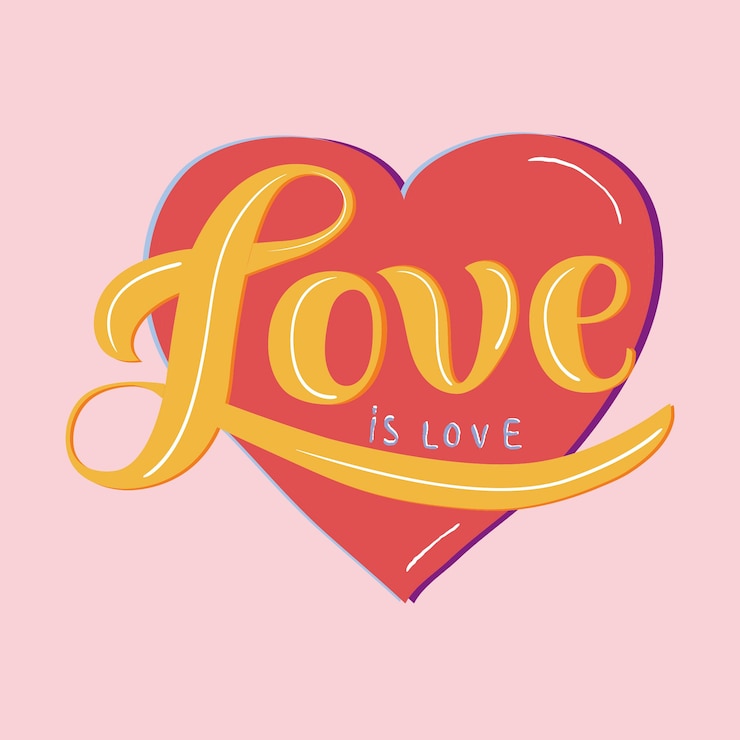 Vetor grátis o amor é amor tipografia design ilustração