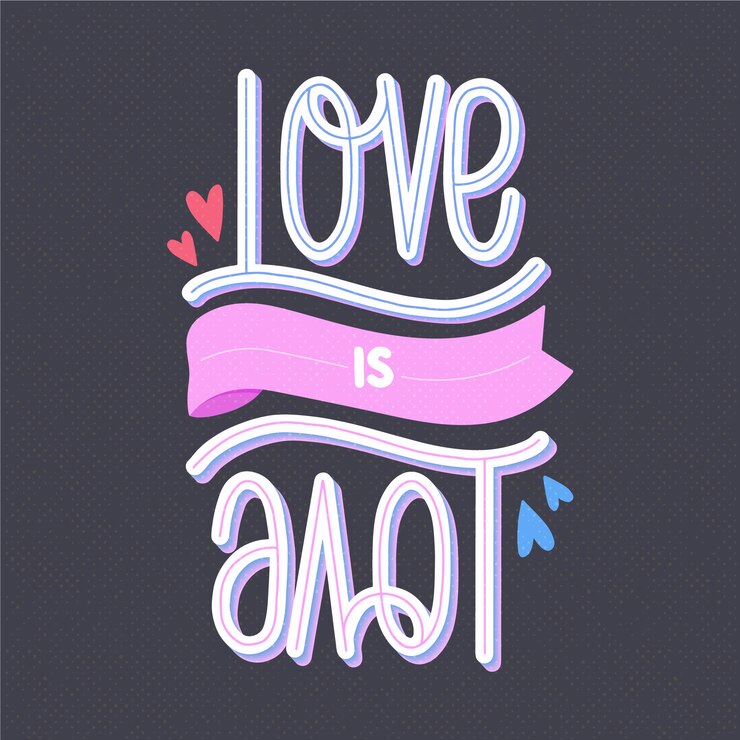 Vetor grátis o amor é letras de amor
