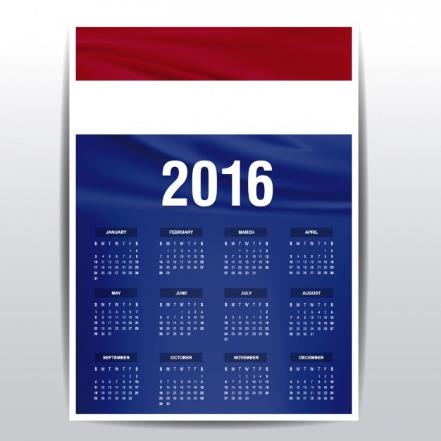 O calendário de 2016 holanda