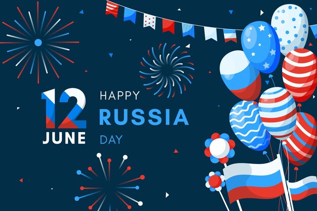 O fundo do dia da Rússia com o conceito de balões